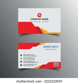 Professional business card design template for company or business. Two color simple but professional design. Compatible for business and personal uses. Fully editable business cards design template.