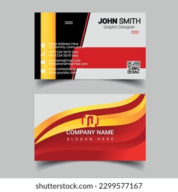 Professional business card design template for company or business. Two color simple but professional design. Compatible for business and personal use