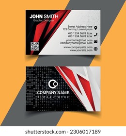 Professional business card design template for company or business. Two color simple but professional design. Compatible for business and personal use