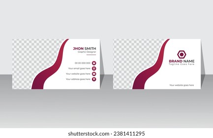 Professional Business Card Design Template, Modern simple light business card template with flat user interface