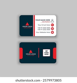 Professional Business Card Design Template. Red and black modern creative business card and name card horizontal simple clean template vector design