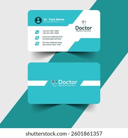 Professional Business Card for Doctor, Medical Service with Contact Information