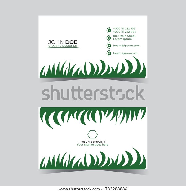Professional Business Card Grass Theme Creative Stock Vector (Royalty