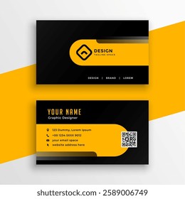 professional business card layout in black and yellow color vector