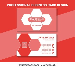 Professional Business Card in Red Color Background. Two Side 

Business Card Design.