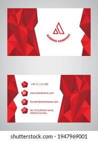 Professional Business card, Red poly abstract design, triangle design, Business card vector template