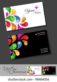Professional business card set, template or visiting card set. Artistic, abstract colorful floral design, front or back for presentation, EPS 10 Vector illustration.