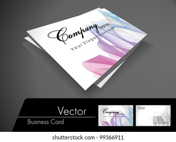 Professional business card set, template or visiting card. Artistic, abstract corporate look with colorful waves on white background, EPS 10 Vector illustration.