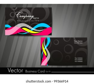 Conjunto de cartões de visita profissionais, modelo ou cartão de visita. Artístico, abstrato olhar corporativo em cores escuras e brilhantes ondas design, EPS 10 Vetor ilustração.
