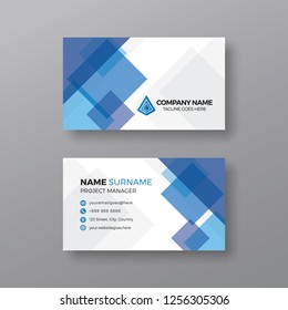 Professional business card template with abstract blue background