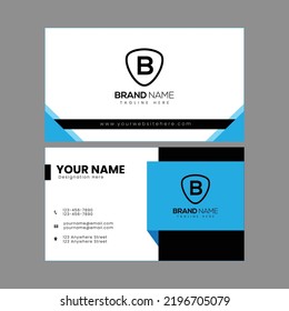 Professional Business Card Template. Blue Color Business Card Template. Unique Business Card Template