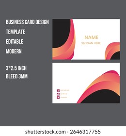 professional business card template with clean layout and minimal design. Suitable for corporate, personal branding, digital marketing, Fully editable vector with front and back sides.