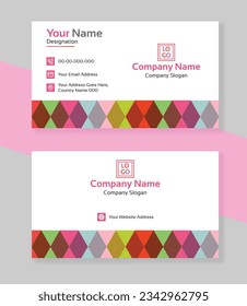Professional Business Card Template Design With Colorful Polygon Shapes
