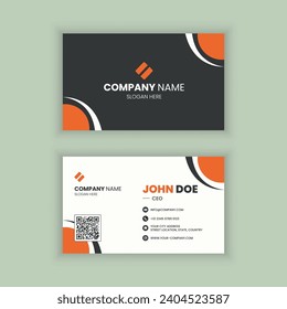 Professional business card template design in black and orange color. Modern style flat vector illustration.