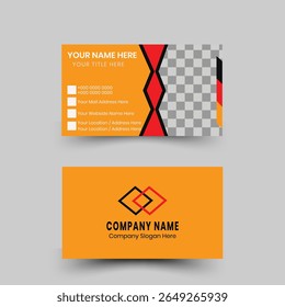 A  professional business card  template features a modern layout with clear typography, structured contact details, and a strong visual hierarchy. The design is fully customizable.