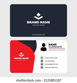 Professional Business Card Template. Modern Clean Design. Black, White and Reddish Color. Suitable for ID Card or Name Card