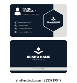 Professional Business Card Template. Modern Clean Design. Elegant Dark Color Background. Suitable for ID Card or Company Name Card