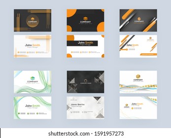 Professional Business Card, Template or Visiting Card Set in Abstract Corporate Look.