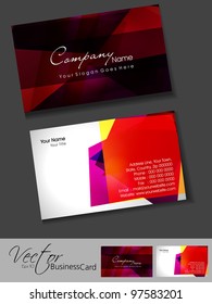 Professional business card, template or visiting card set. Artistic, colorful abstract corporate look in dark and bright colors, EPS 10 Vector illustration.