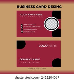 Imagen vectorial de tarjeta profesional. Tarjeta de visita plana con logotipo rojo. Plantilla de diseño de tarjetas de visita mínima y limpia. Imagen vectorial de tarjeta de negocios moderna