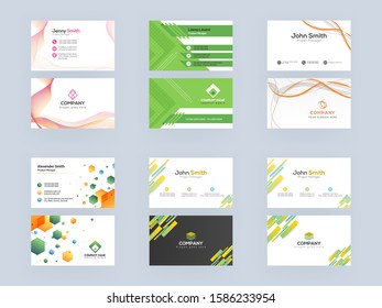 Professional Business Card or Visiting Card Design Set with Abstract Pattern.