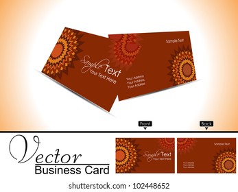 Professional business card or visiting card set, floral design in brown, EPS 10,vector illustration