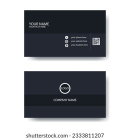 Professional Business Card white and black mixed color minimal design. Modern simple Visiting Card Double sided flat Clean Template. Corporate Stationery  dark business card for business and personal.