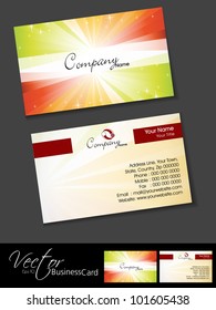 Professional business cards, template or visiting card set. Artistic colorful rays effect, abstract corporate look, EPS 10 Vector illustration.