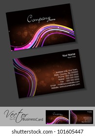 Tarjetas profesionales, plantilla o juego de tarjetas de visita. Efecto de onda colorida artística, color marrón, aspecto corporativo abstracto, ilustración EPS 10 Vector.