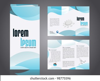 Professional business catalog template or corporate 3 fold brochure design with inner pages  for document, publishing, print and presentation. Vector illustration in EPS 10.