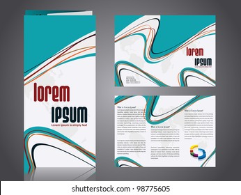 Professional business catalog template or corporate 3 fold  brochure design with inner pages for document, publishing, print and presentation. Vector illustration in EPS 10.