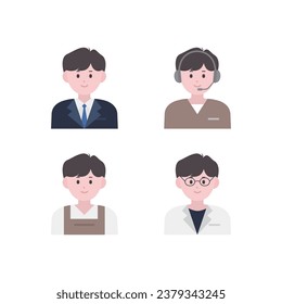 professional business character man boy head face illustration