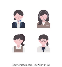 professional business character woman girl head face illustration