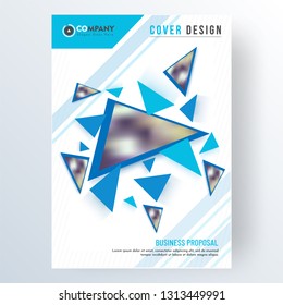 Professional business cover design or corporate template layout with geometric abstract elements.