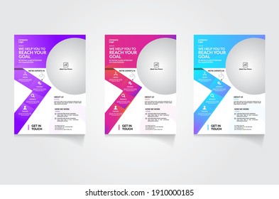 Professional Business Creative Flyer brochure design template modern colorful with Oran, business cover size A4 template, creative leaflet
