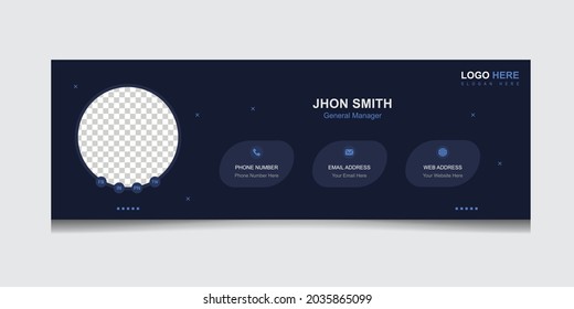 Professional business email signature or email footer template. Emailers author visit cards user interface design template vector. Illustration of a business address.