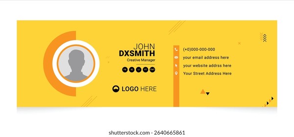 Professional Business Email Signature Template with Photo Placeholder. Editable Layout for Personal and Company Branding with Contact Information and Logo