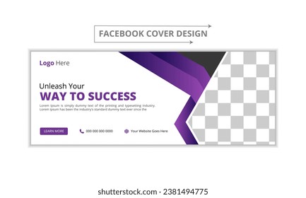 Portada profesional de facebook página línea de tiempo web y plantilla de banner con lugar de foto diseño moderno fondo blanco y diseño de forma y texto rojo vivo, plantilla de banner de seminarios web de marketing en línea