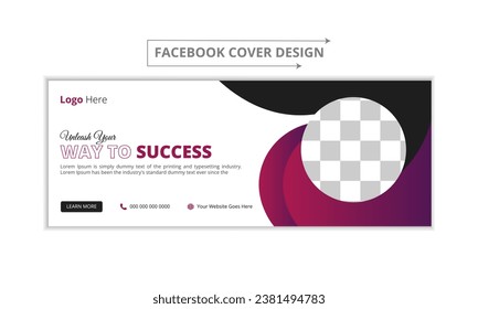 Portada profesional de facebook página línea de tiempo web y plantilla de banner con lugar de foto diseño moderno fondo blanco y diseño de forma y texto rojo vivo, plantilla de banner de seminarios web de marketing en línea