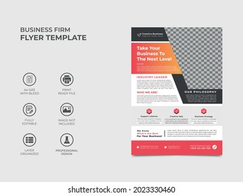 professional business flyer template design with an image placement, blue gradient color used in the template. well organized, fully editable eye catchy design. vector a4 size, eps 10 version.