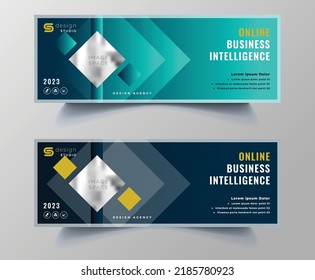 Professional business geometric Facebook cover or header template design