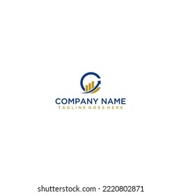 Professional business growth logo design blue gold graph arrow circle symbol