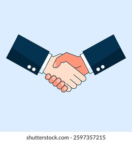 A professional business handshake symbolizing trust, partnership, and a successful agreement between two individuals in a corporate setting.