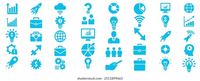 Professional Business Icon Pack for Infographics and Presentations - Includes Finance, Leadership, Teamwork, Strategy, and Organization Chart Symbols for Management and Success