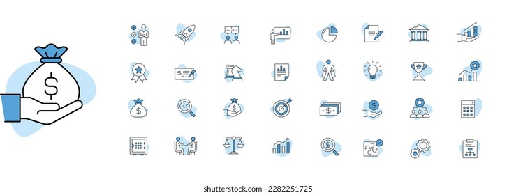 Professional Business Icons Collection with vector editable strokes and colors.