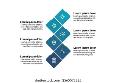 Professional Business Infographic Template Highlighting 6 Steps for Success with Marketing Icons and Square Design