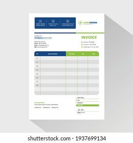 Professional Business Invoice Design Template | Vector Illustration