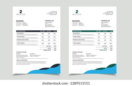 Professional business invoice design vector