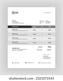 Professional Business Invoice Template for Any kind of business. Abstract Corporate Invoice Template 