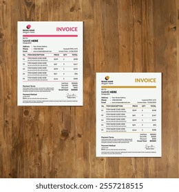 Professional business invoice template design and vector invoice design eps 10 a4 invoice